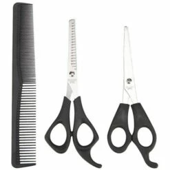 FUIENKO 3 Pcs Haar Schere Schneiden Schere Salon Professional Barber Haar Schneiden Verdünnung Friseur Styling Werkzeug Friseur Kamm,Black,Vereinigten Staaten