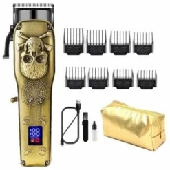 FUIENKO Haar Clipper Professional Mit Trimmer Schere Set Wiederaufladbare Haar Schneiden Maschine Haushalt Barber Zubehör Für Männer,Standard Skull