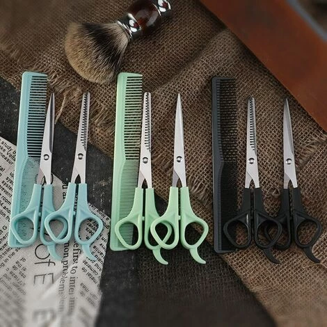 FUIENKO Friseur Schere Für Schneiden Dünne Scheren Haar Kamm Friseur Zubehör Flache Zahn Scissor Kamm 3 Stücke Set Haar Styling Werkzeuge,Ka-Green 3 FUIENKO Friseur Schere Für Schneiden Dünne Scheren Haar Kamm Friseur Zubehör Flache Zahn Scissor Kamm 3 Stücke Set Haar Styling Werkzeuge,Ka-Green – Bild 3