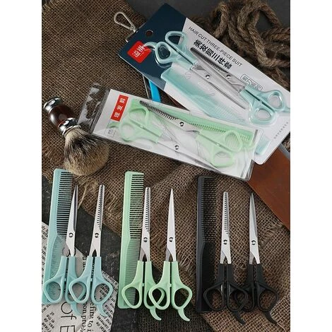 FUIENKO Friseur Schere Für Schneiden Dünne Scheren Haar Kamm Friseur Zubehör Flache Zahn Scissor Kamm 3 Stücke Set Haar Styling Werkzeuge,Ka-Green 4 FUIENKO Friseur Schere Für Schneiden Dünne Scheren Haar Kamm Friseur Zubehör Flache Zahn Scissor Kamm 3 Stücke Set Haar Styling Werkzeuge,Ka-Green – Bild 4