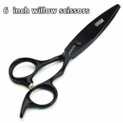 FUIENKO Schwarz Bambus Haar Schneiden Japan 6 "440c Stahl Schere Friseur Kits Clipper Friseur Schere Haar Scheren Barber Scissor,6 Inch Willow