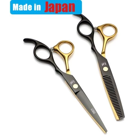 FUIENKO Barbertop Professionelle 6,0 Zoll Scissor Japan 440C Barber Schere Set Salon Friseur Scheren Schwarz Gold Friseur Werkzeuge,Tooth Scissors 2 FUIENKO Barbertop Professionelle 6,0 Zoll Scissor Japan 440C Barber Schere Set Salon Friseur Scheren Schwarz Gold Friseur Werkzeuge,Tooth Scissors – Bild 2