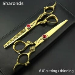 FUIENKO Goldene Japan 440c Importiert Friseur Schere 5.5 & 6 & 7 Zoll Barber Scissor Friseur Gewidmet Haar Schere,6 Inch 2PC -Angebote Schneidwerkzeug Store 67131565 5