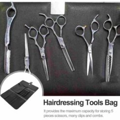 FUIENKO Leere Schwarz Faltbare Haar Scissor Tasche Leder Schere Fall Barber Friseur Werkzeug Tasche Salon Tasche,Black -Angebote Schneidwerkzeug Store 67131619 4