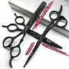 FUIENKO Schwarz Silber Hohe Härte Japan 440c Stahl 5.5/6/6.5/7,5 Zoll Schneiden Schere Professional Friseur Schere Haar Schere,6 Inch 3PC