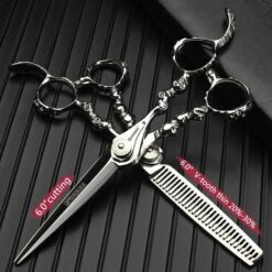 FUIENKO 6 "Professional Friseur Schere 440c Edelstahl Sharp Schere Set Schneiden Ausdünnung Schere Haarschnitt Artefakt Axt Schere,6 Inch Set