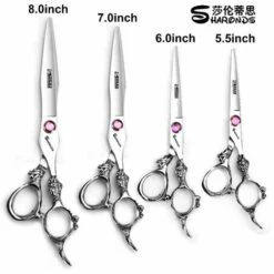 FUIENKO Friseur Schere 7/8 Zoll Haar Schneiden Schere Edelstahl Haar Verdünnung Schere Sapphire Salon Barber Schere Feine,4PC