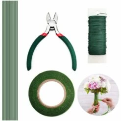 BARES Grünes Floristenband, Blumendraht, Blumeneisendraht Und Schneideschere Für Blumenstraußstielverpackungsfloristen