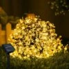 MONLY Solar Lichterkette Garten, 7 Meter 8 Modi 50 LED Blumenform Wasserdichte Solar Lichterkette Für Outdoor Hochzeit Weihnachtsfeier Urlaub Dekorationen (Warmweiß)
