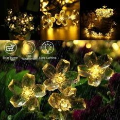 MONLY Solar Lichterkette Garten, 7 Meter 8 Modi 50 LED Blumenform Wasserdichte Solar Lichterkette Für Outdoor Hochzeit Weihnachtsfeier Urlaub Dekorationen (Warmweiß) -Angebote Schneidwerkzeug Store 67457950 3