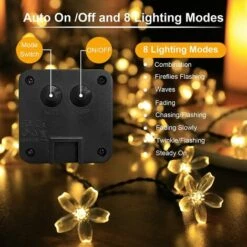 MONLY Solar Lichterkette Garten, 7 Meter 8 Modi 50 LED Blumenform Wasserdichte Solar Lichterkette Für Outdoor Hochzeit Weihnachtsfeier Urlaub Dekorationen (Warmweiß) -Angebote Schneidwerkzeug Store 67457950 4