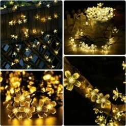 MONLY Solar Lichterkette Garten, 7 Meter 8 Modi 50 LED Blumenform Wasserdichte Solar Lichterkette Für Outdoor Hochzeit Weihnachtsfeier Urlaub Dekorationen (Warmweiß) -Angebote Schneidwerkzeug Store 67457950 5