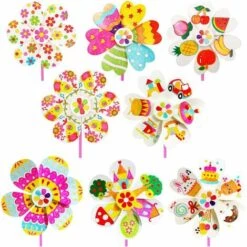 MONLY Windmühle Spielzeug, 8 Stück DIY Papierwindmühle Windmühle Zum Zeichnen Und Dekorieren Für Kinder