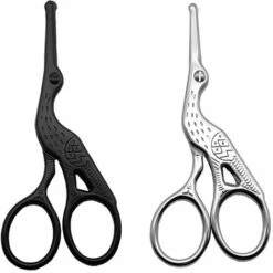 ILOVEMILAN 2 Stück Edelstahl Crane Nase Haarschere Augenbrauen Trimmen Schere Retro Stickerei Kleine Schere Rundkopf Schönheitsschere Bartschere