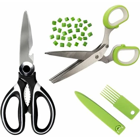 ECHOO Multifunktions-Küchenschere Zum Schneiden Von Hähnchen-Geflügel-Fischfleisch, 5-Klingen-Schneideschere Kräuterschere Mit Reinigungskamm Zum Hacken Von Schnittlauch Cive Zwiebel Knoblauch Vanille 1 ECHOO Multifunktions-Küchenschere Zum Schneiden Von Hähnchen-Geflügel-Fischfleisch, 5-Klingen-Schneideschere Kräuterschere Mit Reinigungskamm Zum Hacken Von Schnittlauch Cive Zwiebel Knoblauch Vanille