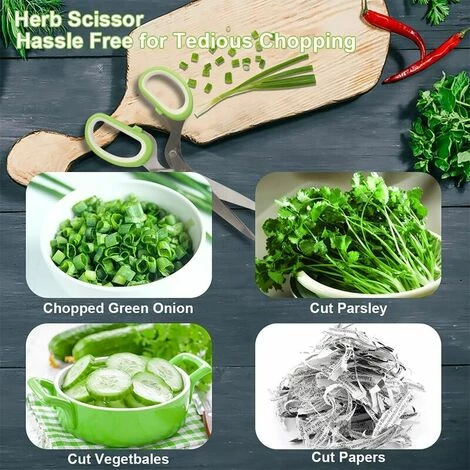 ECHOO Multifunktions-Küchenschere Zum Schneiden Von Hähnchen-Geflügel-Fischfleisch, 5-Klingen-Schneideschere Kräuterschere Mit Reinigungskamm Zum Hacken Von Schnittlauch Cive Zwiebel Knoblauch Vanille 4 ECHOO Multifunktions-Küchenschere Zum Schneiden Von Hähnchen-Geflügel-Fischfleisch, 5-Klingen-Schneideschere Kräuterschere Mit Reinigungskamm Zum Hacken Von Schnittlauch Cive Zwiebel Knoblauch Vanille – Bild 4