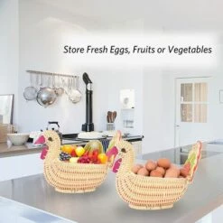 MONLY Agatige Aufbewahrungskorb, Geflochtener Obstkorb In Hühnerform Für Küchenarbeitsplatte -Angebote Schneidwerkzeug Store 68148012 4