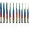 MONLY 10-teiliges PCB-Kit Blauer Nano-Rotationsschneider Schaft 3 Mm Wolframkarbid-Endgravur-Set Für CNC-Fräser Gratwerkzeug Mit Aufbewahrungskoffer