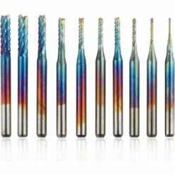 MONLY 10-teiliges PCB-Kit Blauer Nano-Rotationsschneider Schaft 3 Mm Wolframkarbid-Endgravur-Set Für CNC-Fräser Gratwerkzeug Mit Aufbewahrungskoffer