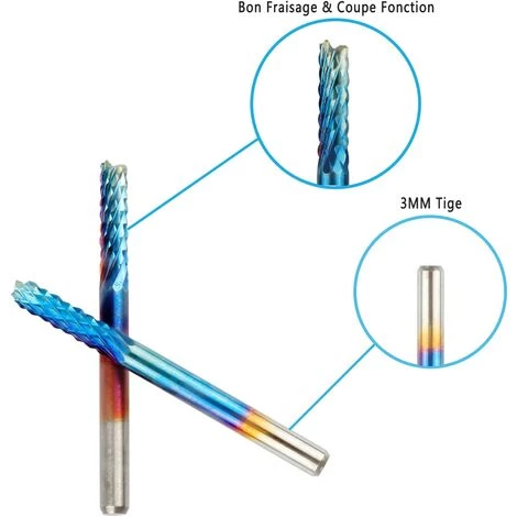 MONLY 10-teiliges PCB-Kit Blauer Nano-Rotationsschneider Schaft 3 Mm Wolframkarbid-Endgravur-Set Für CNC-Fräser Gratwerkzeug Mit Aufbewahrungskoffer 2 MONLY 10-teiliges PCB-Kit Blauer Nano-Rotationsschneider Schaft 3 Mm Wolframkarbid-Endgravur-Set Für CNC-Fräser Gratwerkzeug Mit Aufbewahrungskoffer – Bild 2