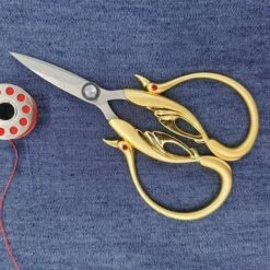 FUIENKO Schwan Design Edelstahl Antike Schere Haushalts Produkte Häutchen Schere Sewing Supplies Handwerk Schere Stoff Schneiden,Gold