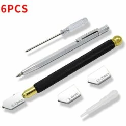 MONLY Professioneller Glasschneider, Glasschneidewerkzeug, Geschmiertes Wolframkarbid-Schneidrad, Schneidet 3–12 Mm Glas, Spiegel, Fliesen Und Buntglas, 6er-Pack, Fonepro