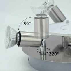 MONLY Verstellbare Küchenstrahler, Modernes Wohnzimmer, Runde Deckenleuchte, Matt Verchromtes Metall, 4 X LED-GU10-Birne, Glasplatte, Innenbeleuchtung Für Flur, Eingang, Schlafzimmer, Esszimmer -Angebote Schneidwerkzeug Store 68483527 3