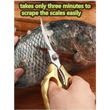 MONLY Mehrzweck-Hochleistungs-Profi-Küchenschere Zum Kochen, Die Super-Massage-Küchenschere Für Huhn, Geflügel, Fuß, Fisch (golden) 4 MONLY Mehrzweck-Hochleistungs-Profi-Küchenschere Zum Kochen, Die Super-Massage-Küchenschere Für Huhn, Geflügel, Fuß, Fisch (golden) – Bild 4