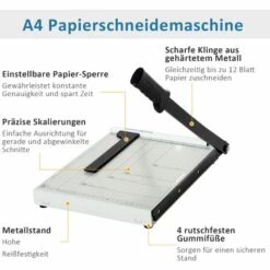 HOMCOM Papierschneidemaschine Hebelschneider Papierschneider Bis DIN A4 Metall Weiß 48 X 26,5 X 5cm 9 HOMCOM Papierschneidemaschine Hebelschneider Papierschneider Bis DIN A4 Metall Weiß 48 X 26,5 X 5cm -Angebote Schneidwerkzeug Store 8282638 5