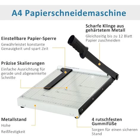 HOMCOM Papierschneidemaschine Hebelschneider Papierschneider Bis DIN A4 Metall Weiß 48 X 26,5 X 5cm 5 HOMCOM Papierschneidemaschine Hebelschneider Papierschneider Bis DIN A4 Metall Weiß 48 X 26,5 X 5cm – Bild 5